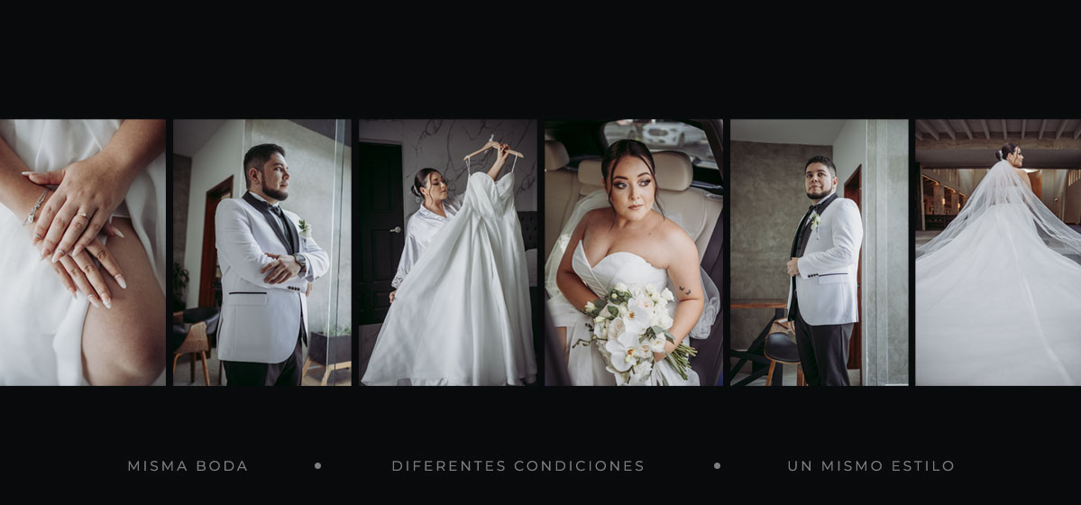 Consistencia entre varias fotografías de boda en Evoto